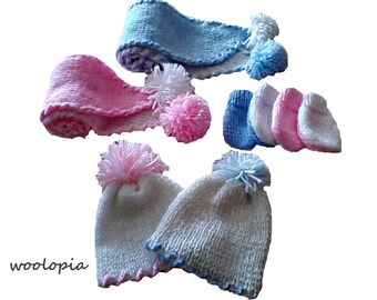 Baby neckwarmer, hat and gloves set. For girls & boys. Handknit.