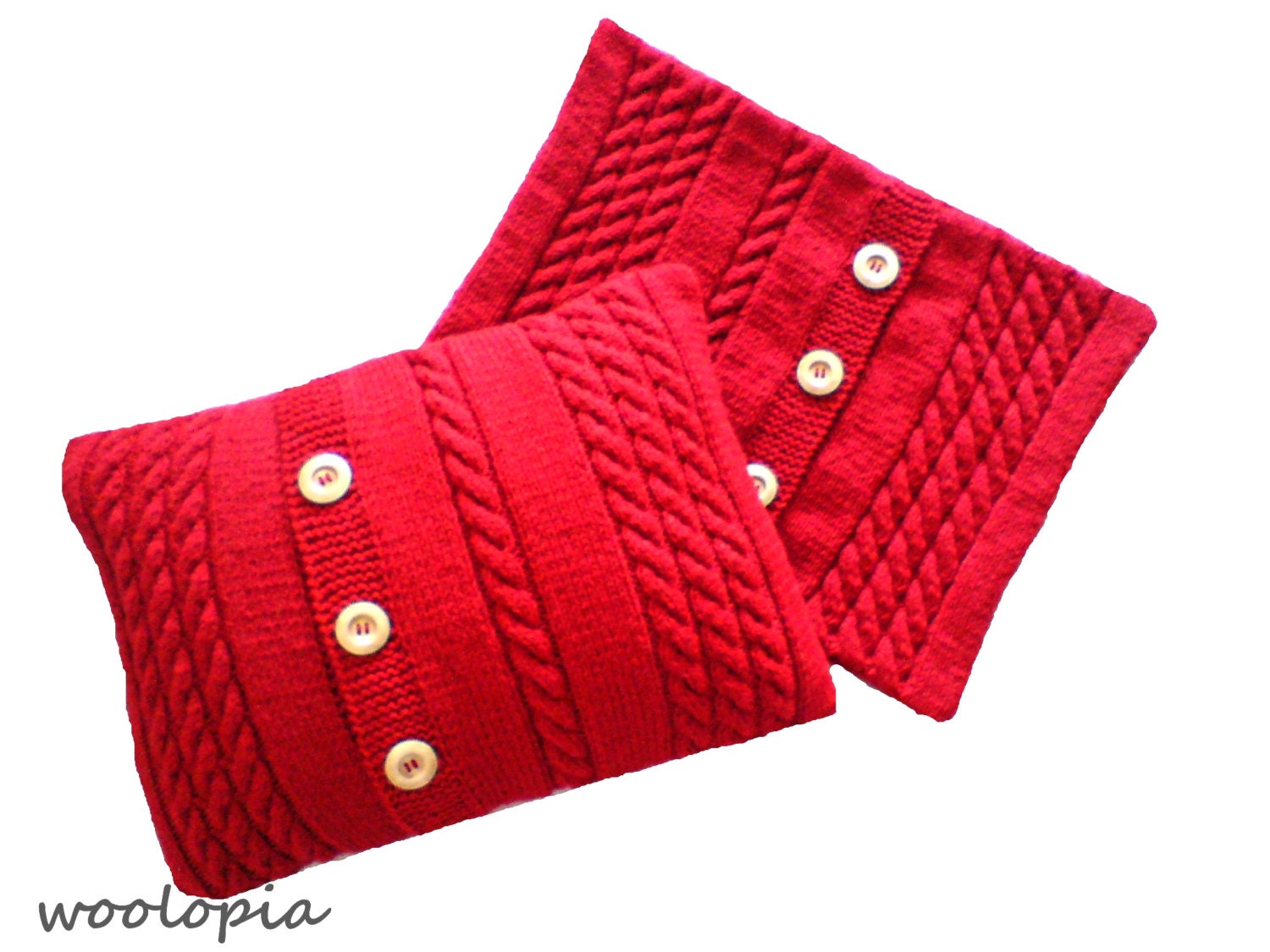 Hand knitted cushion cover set of 2 Etsy