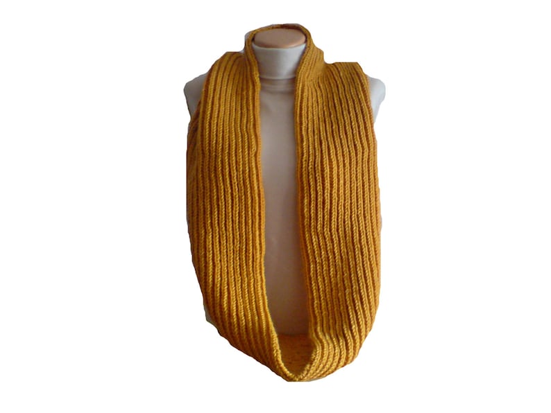 Hand-knitted Mustard Wool Infinity Scarf, Chunky Knit Cowl - Etsy