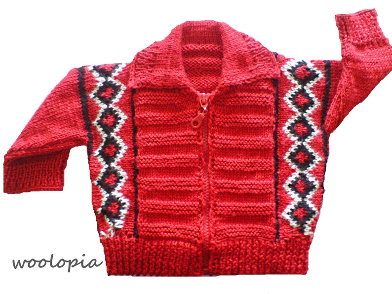 Handmade red white and black baby cardigan/sweater.Handknitted baby cardigan/jacket.Newborn.Baby shower gift image 1