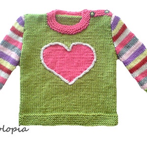 Handmade baby cardigan.Baby sweater; jumper; jersey, hand knitted. Heart...Baby shower gift