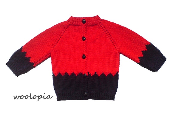 red knitted jacket