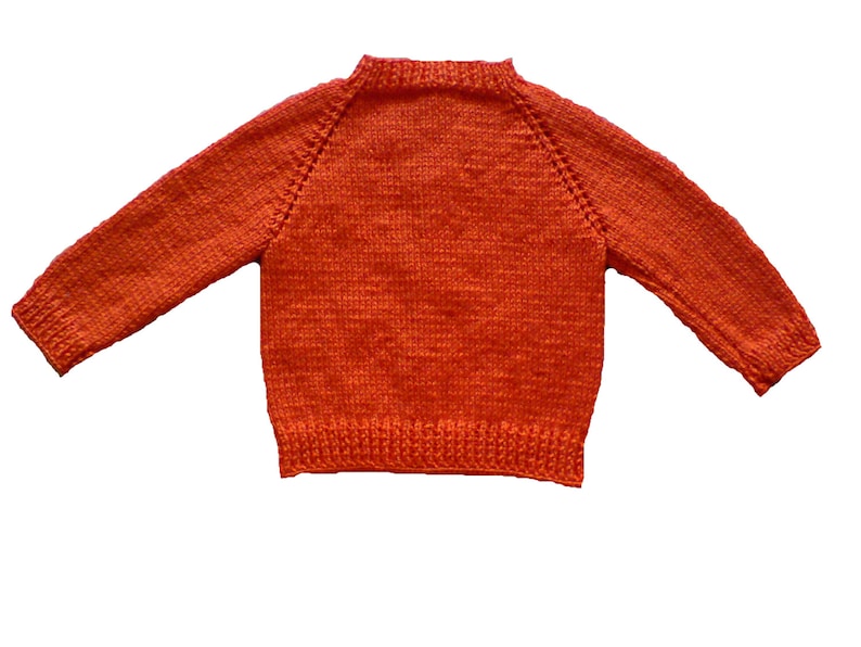 Orange Hand knitted baby cardigan. Hand knitted baby sweater. Hand knitted sweater, cardigan. Knit sweater. Knit jacket. image 2