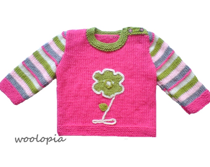Baby Sweater Jumper Jersey, Hand Knitted. Flower... Etsy