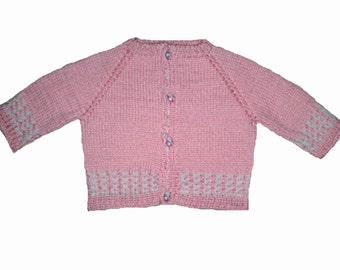 Pink Handknitted baby cardigan