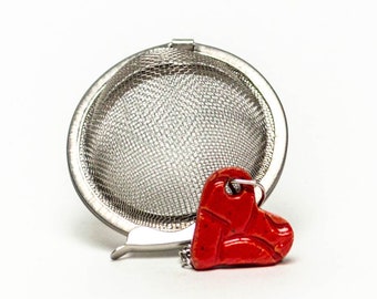 Handmade Ceramic Heart Charm Tea Ball Infuser/Steeper