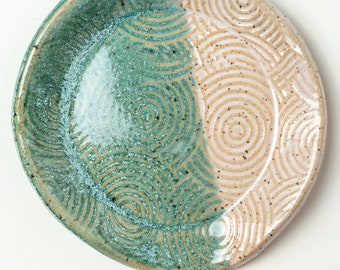 Handmade Ceramic Turquoise & White Spiral Spoon Rest