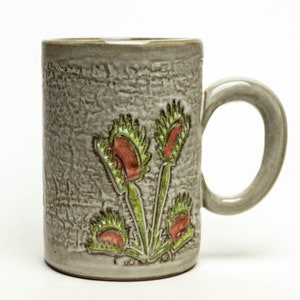 Venus Flytrap Handmade Chocolate Clay Ceramic White 16oz Mug