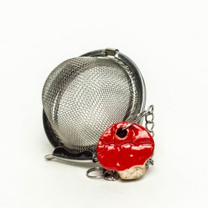 Handmade Ceramic Mushroom Charm Tea Ball Infuser/Steeper