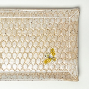 Bee Handmade Ceramic White 12&quot; Rectangular Platter