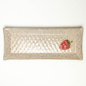 Strawberry Handmade Ceramic White Butter Dish