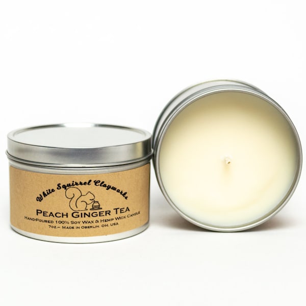 Peach Ginger Tea Hand-Poured Soy Candle - 7 oz