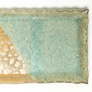 Succulent Pattern Handmade Ceramic Green 12" Rectangular Platter