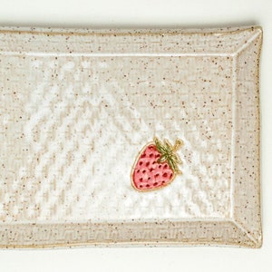 Strawberry Handmade Ceramic White 12&quot; Rectangular Platter