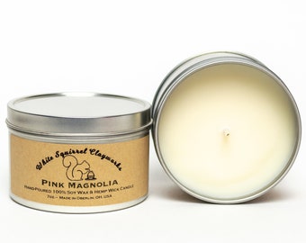 Pink Magnolia Hand-Poured Soy Candle - 7 oz