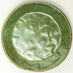 Ginkgo Leaf Handmade Ceramic Green Circle Trinket Dish