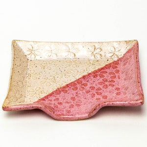 White & Red Handmade Ceramic Flower Soap Dish