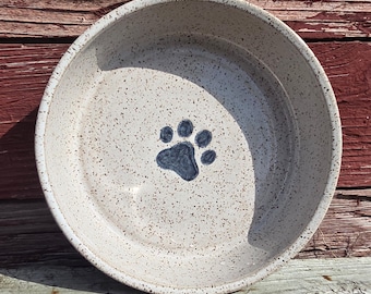 White Hand Thrown, in Ohio, Large Stoneware Pet/Dog Bowl