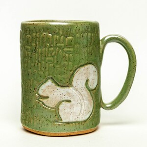 White Squirrel Handmade Ceramic Green 14oz Mug