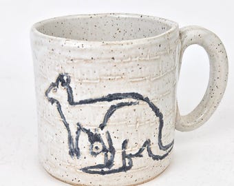 Kangaroo & Joey on White 10oz Stoneware Handmade, in Ohio, Mug