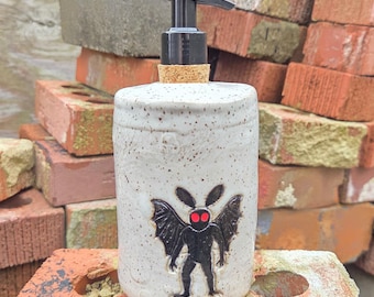 Mothman Handmade, in Ohio, White Stoneware Soap/Lotion Dispenser