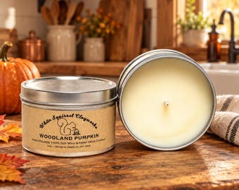 Woodland Pumpkin- Hand-Poured Soy Candle Silver Tin- 7oz