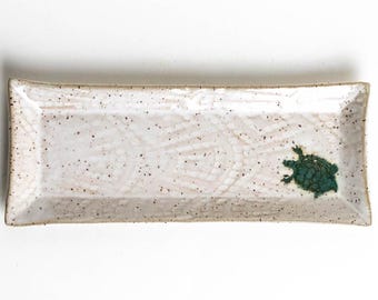 Slider Turtle Handmade Ceramic White Butter Dish