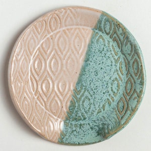 Handmade Ceramic Turquoise & White Diamond Spoon Rest