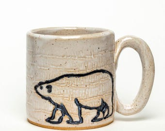 Polar Bear Handmade Ceramic 10oz White Mug