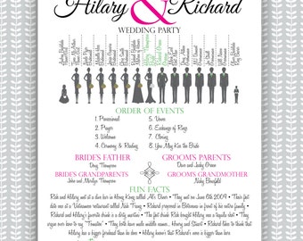 wedding ceremony program silhouette bridal party etsy
