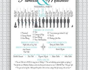wedding ceremony program silhouette bridal party etsy