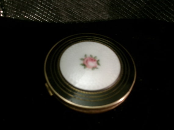 White Guilloche & black enamel COMPACT 1940'S - image 6