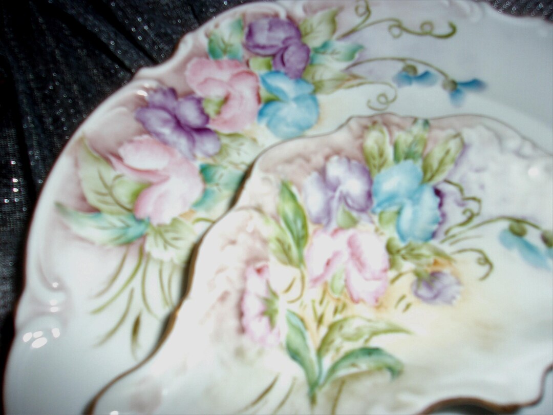 ARTIST Signed I. M. Presenger Hand-painted Dinner Plate and Bone Dish ...