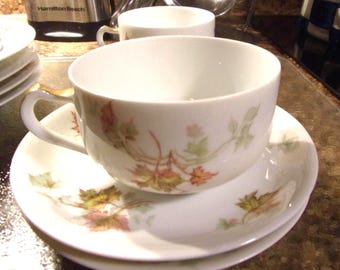 1930s MAPLE LEAF four cups and four saucers, HAVILAND, eight pieces
