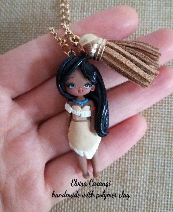 Necklace polymer clay handmade doll