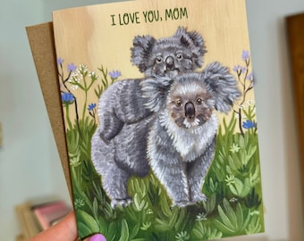 Mother's Day Card, Koala Greeting Card, Mom Card, Card for Mom, Mom's Day, Handmade Card, Koala Mother's Day Card, Happy Mother's Day Card