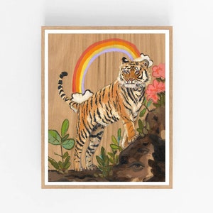 Rainbow Tiger - Art Print 8x10", Fine Art Print, Art Print, Wall Art