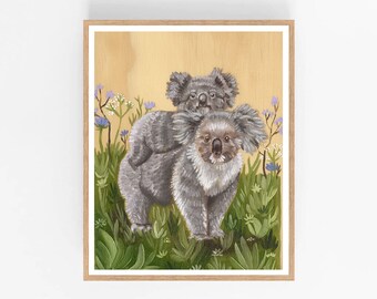 Wydruk artystyczny do pokoju dziecięcego, Koala, Słodka sztuka ze zwierzętami, Sztuka do pokoju dziecięcego, Słodki wydruk, Sztuka z koalą, Sztuka ze zwierzętami dzikimi