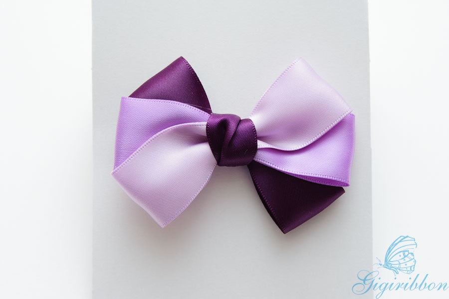 purple Hair Bow hair clip ribbon Hair Bow Plum Hyacinth | Etsy