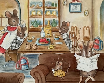 Custom Children's Book Illustration, Hand-Painted Watercolor, Vintage Style