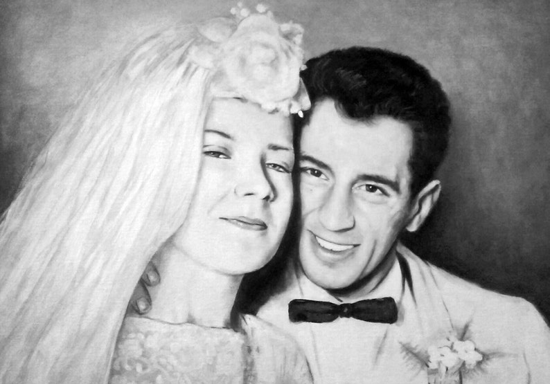 Hand-painted Portraits Wedding Portraits Created From Your Photographs Canvas Portraits Realistic Portraits Classic Style Portrait Painter image 1