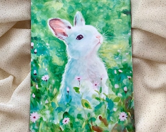 Watercolor Bunny Rabbit Magnet: Storybook Nursery Decor