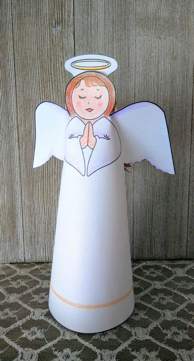 Paper Angel Printable Coloring Craft for Children PDF Part | Etsy
