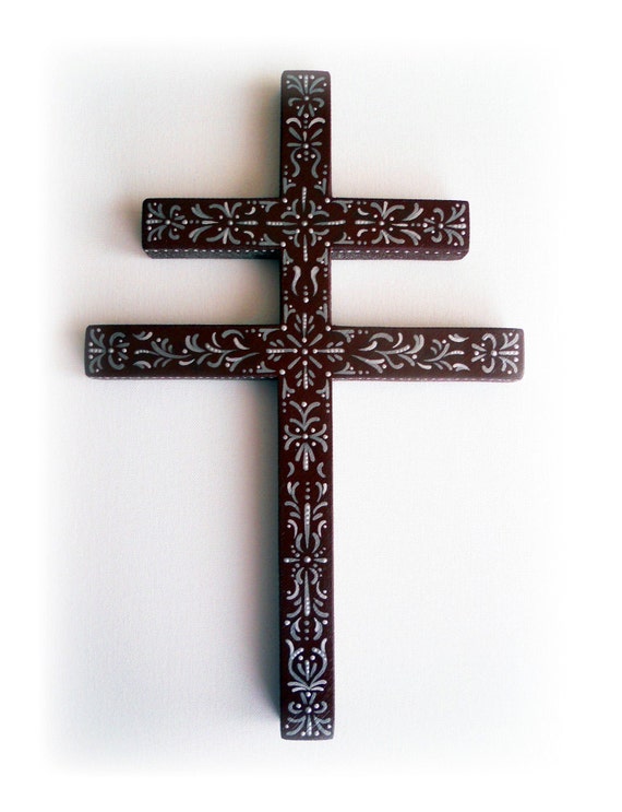Hand-painted Cross of Lorraine: Crusader's Double-barred Cross