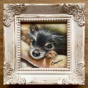 Tiny painting original, tiny painting framed, small painting gift, Custom Paintings | Framed Hand painted portraits Tiny Watercolor Art Gift