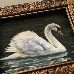 Schwanensee Kunstdruck: Romantische Landschaftsmalerei im Vintage Stil