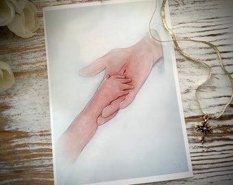 Jesus and Baby, Loss of Child, Miscarriage Sympathy Remembrance Gift, Stillborn Memory Keepsake, 5x7 in.Fine Art Print Signed Theresa Stites