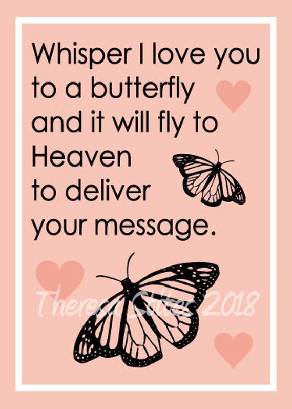 Whisper I Love You To A Butterfly And It Will Fly To Heaven Etsy