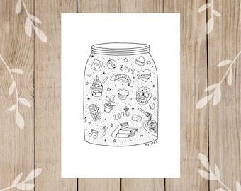 Custom Printable Jar of Us Personalized Ink Drawing, Jar of Me, Printable Gift, New Baby, Wedding, Anniversary, Custom Inky Drawings, Print