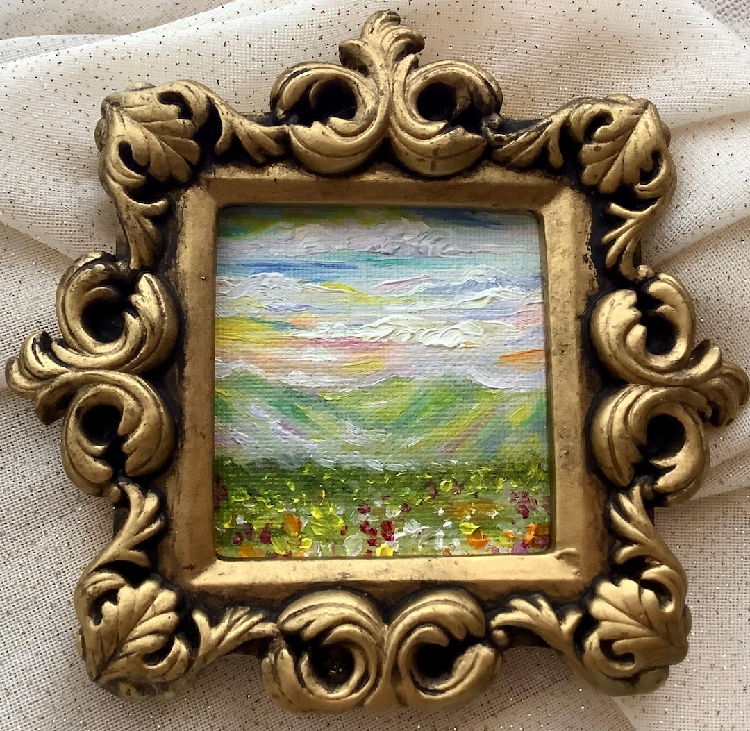 Ornate Gold Framed Miniature Oil Pain...